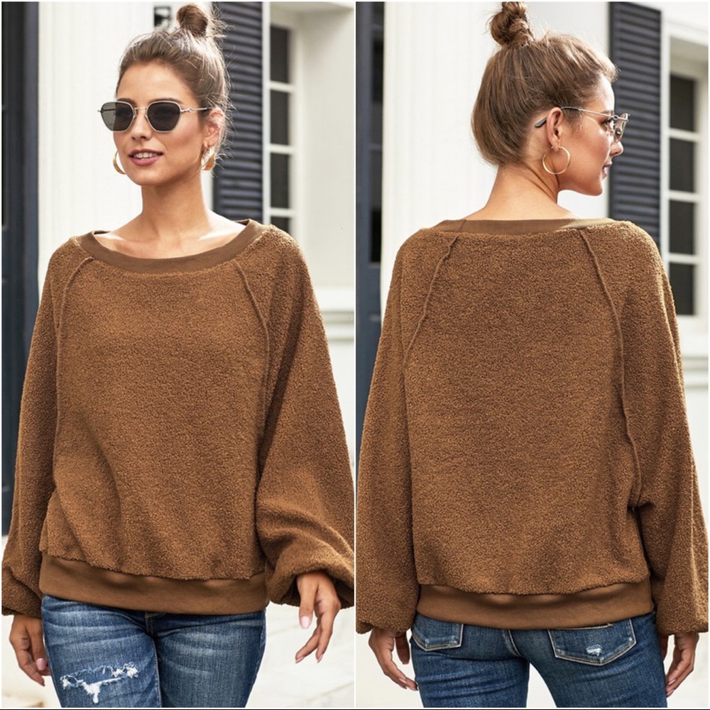 ✨RESTOCKED✨Camel Brown Cozy Slouchy Sweater - Picture 2 of 3
